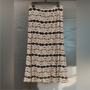 Joseph Ribkoff Black and Gold Sequin Embellished Lace A-Line Skirt